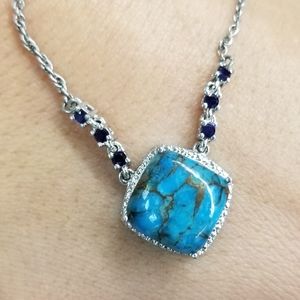 Mohave Turquoise; Blue Sapphire; Sterling Silver